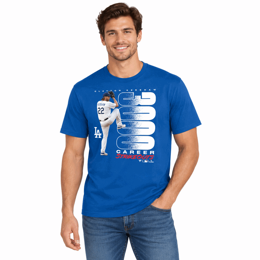 Los Angeles Dodgers Official Clayton Kershaw 3000 Strikeout Shirt