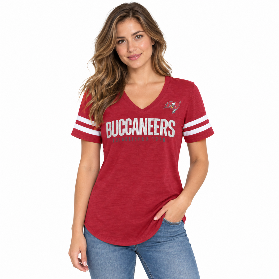 Tampa Bay Buccaneers Ladies Speed Tested Rhinestone Shirt