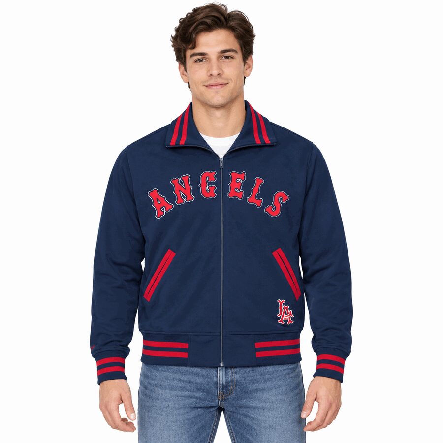 Los Angeles Angels Playoff Win Mitchell and Ness Full Zip Cooperstown Jacket