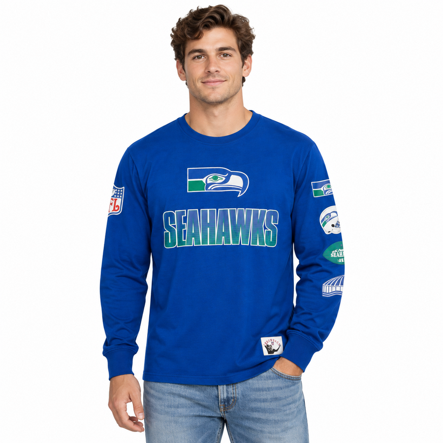 Seattle Seahawks Retro Mitchell and Ness All Over Long Sleeve Shirt