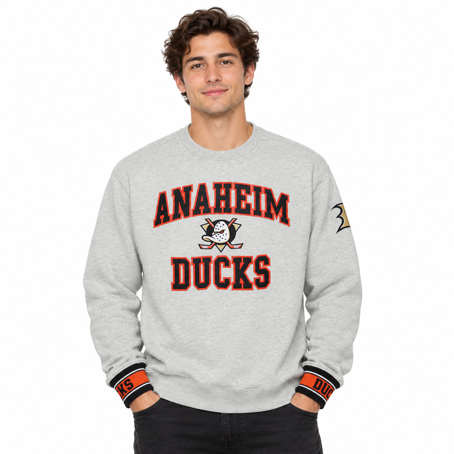 Anaheim Ducks Team Celebration Mitchell and Ness Crew Sweatshirt