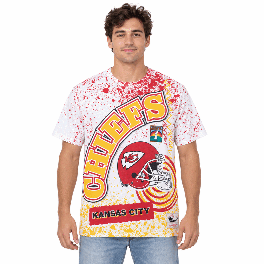 Kansas City Chiefs Retro Team Burst Sublimated Mitchell and Ness Shirt
