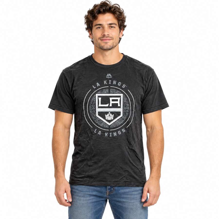 Los Angeles Kings Majestic Black Scratched Ice Ring Spun Soft Shirt