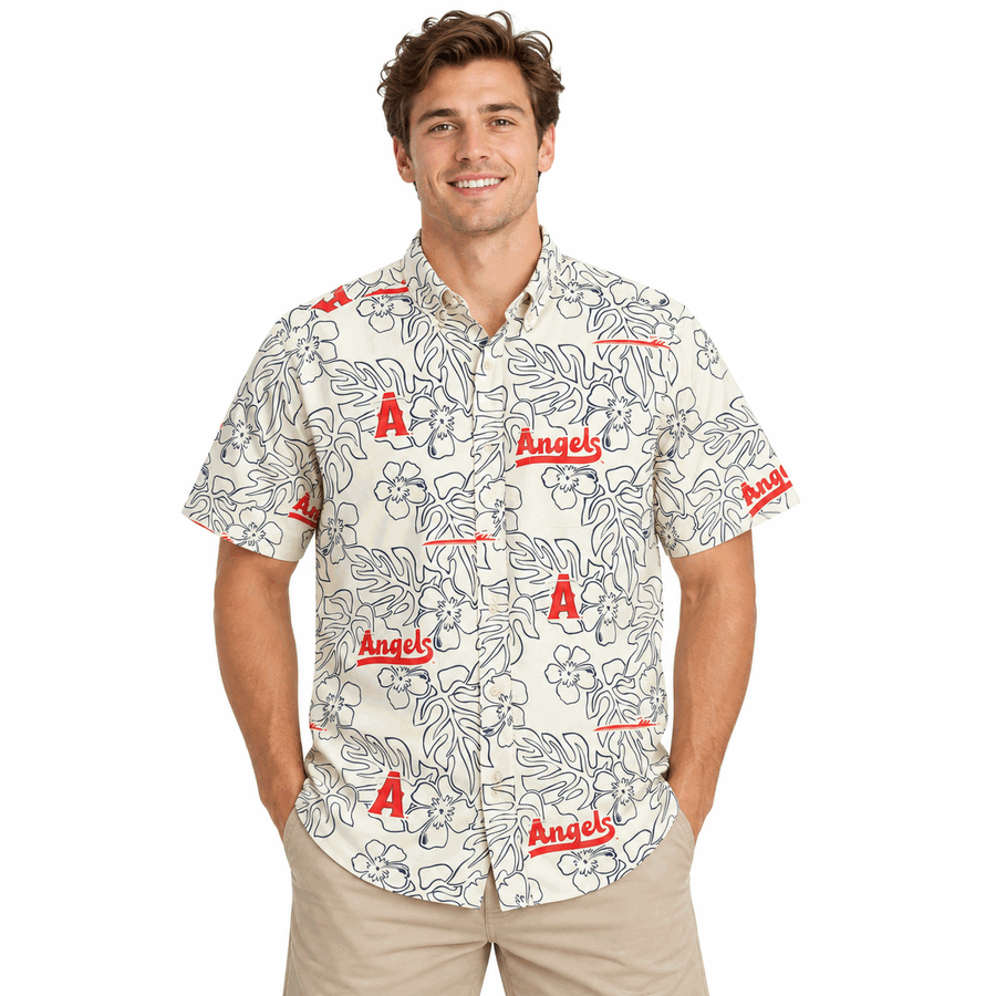 Los Angeles Angels Cream City Connect Reyn Spooner Hawaiian Shirt