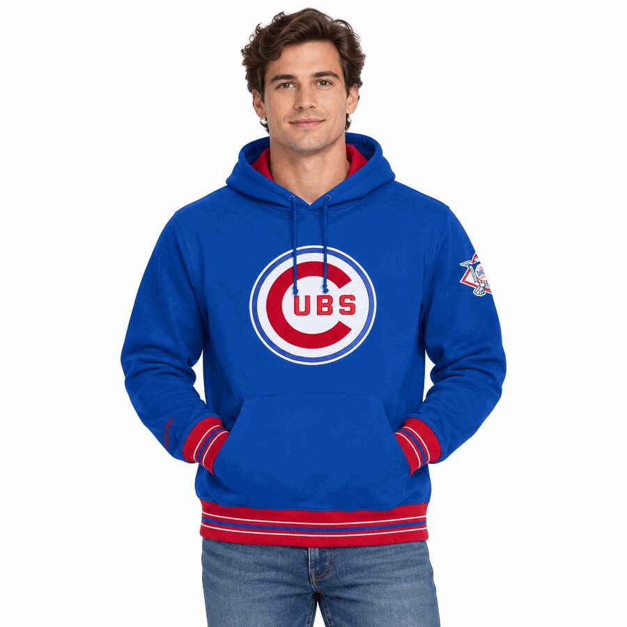Chicago Cubs Royal Blue Playoff Win Mitchell and Ness Hooded Sweatshirt