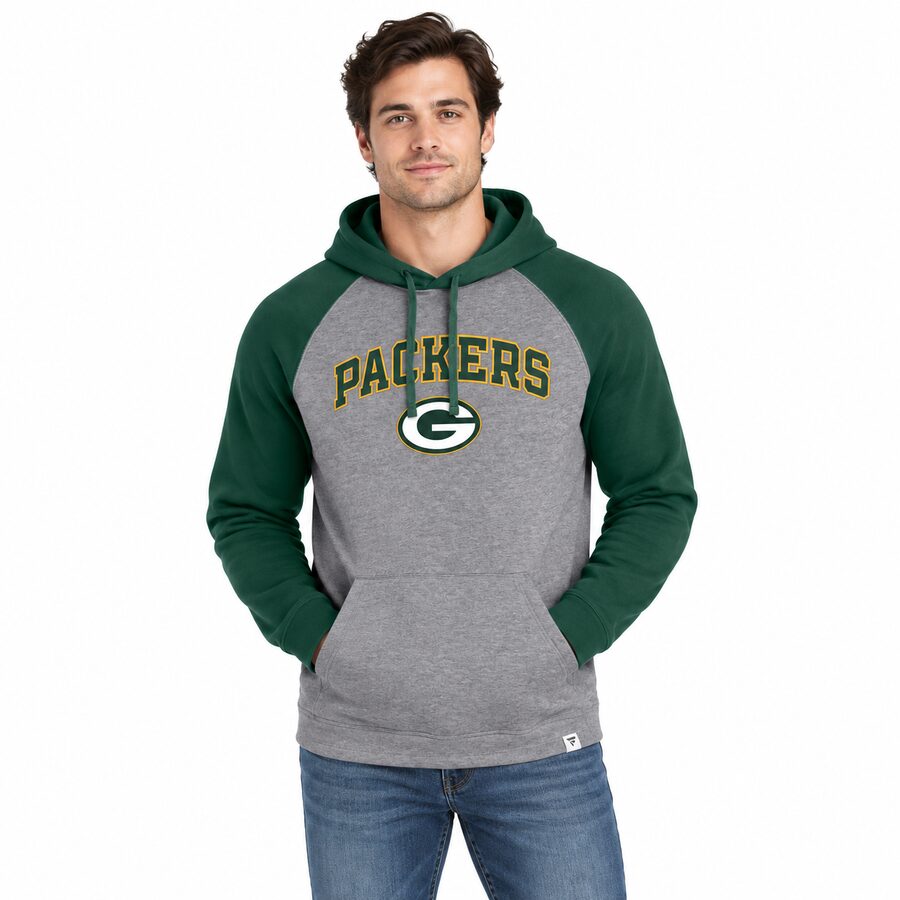 Green Bay Packers Tackle Raglan Hooded Sweatshirt