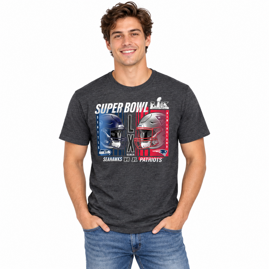 Seattle Seahawks Vs New England Patriots Super Bowl LX Dueling Shirt