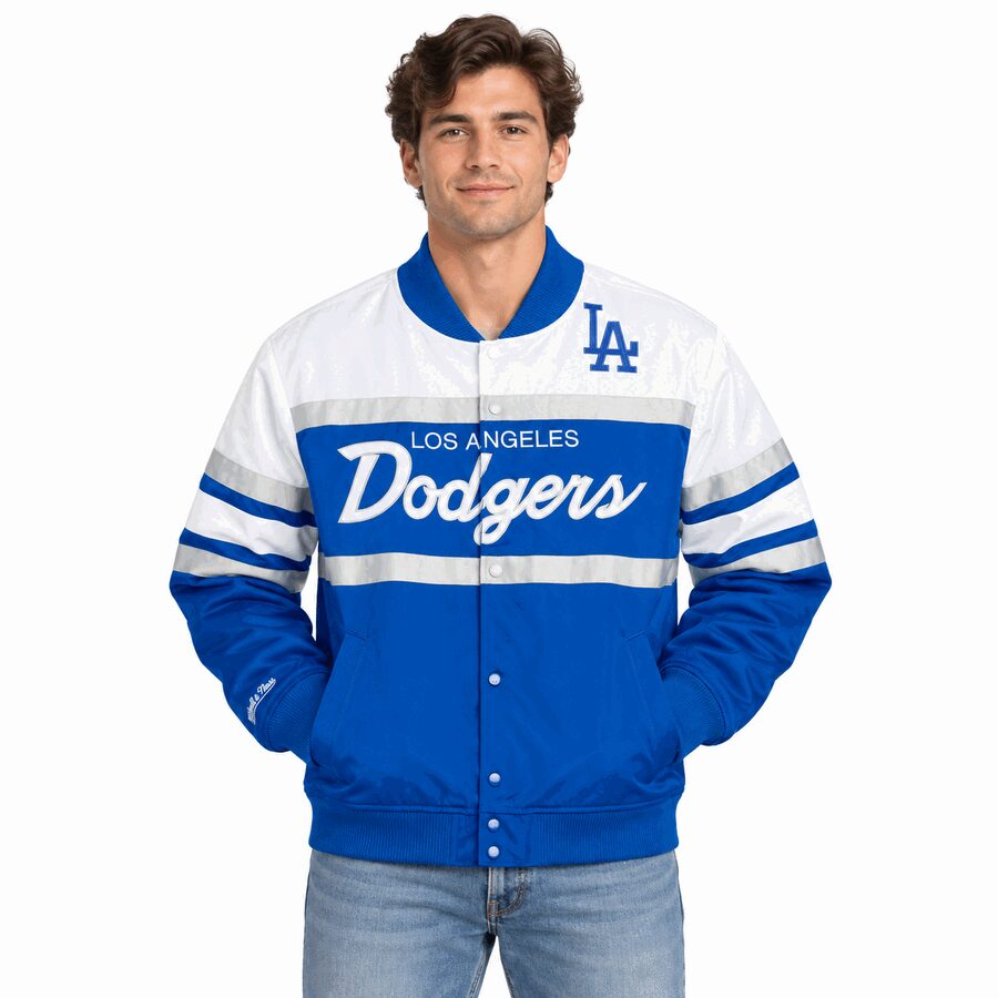 Los Angeles Dodgers Head Coach Mitchell and Ness Satin Jacket