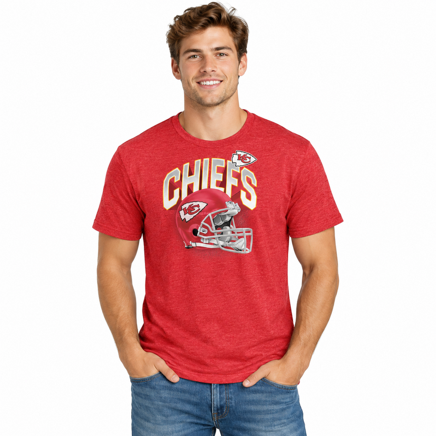 Kansas City Chiefs Red Tri-Blend Helmet Shirt