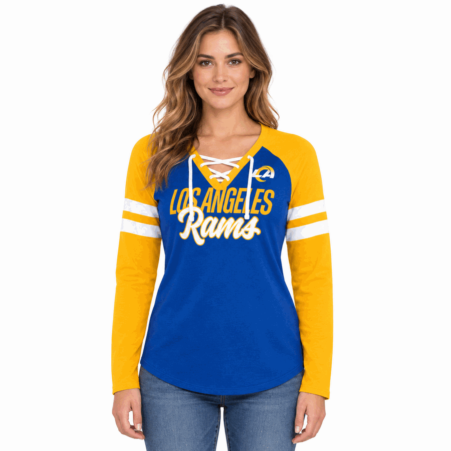 Los Angeles Rams Ladies Long Sleeve Raglan Lace Shirt