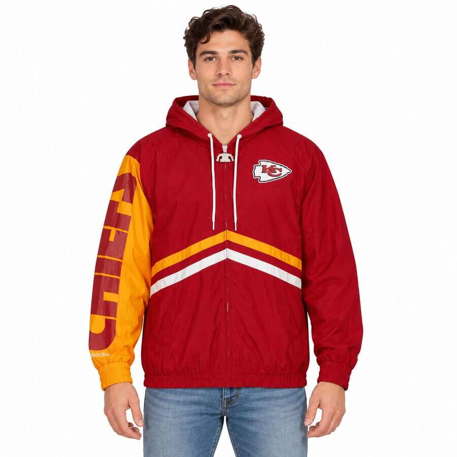 Kansas City Chiefs Undeniable Mitchell and Ness Full Zip Windbreaker Jacket