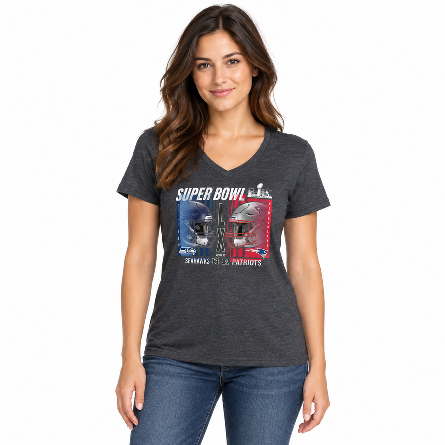 Seattle Seahawks Vs New England Patriots Ladies Super Bowl LX Dueling Shirt