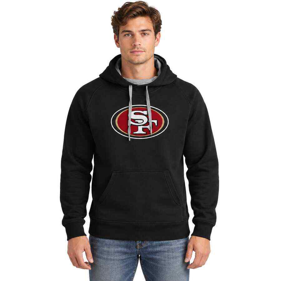 San Francisco 49ers Black Antigua Embroidered Hooded Sweatshirt