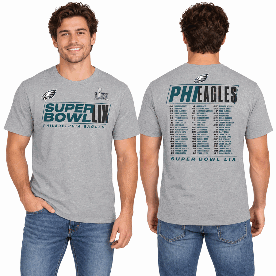 Philadelphia Eagles Super Bowl LIX Team Roster Shirt