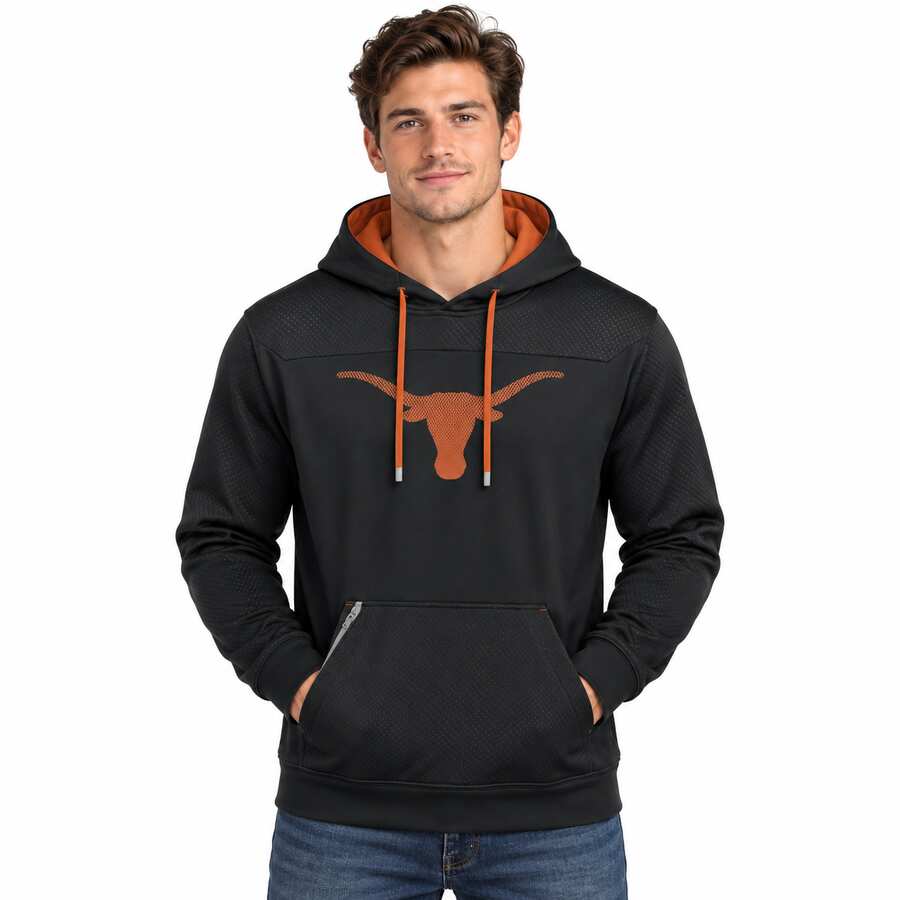 Texas Longhorns Black High Definition Dot Faded Hooded Sweatshirt
