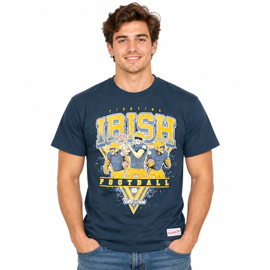 Notre Dame Fighting Irish Navy Blue Mitchell and Ness Team Shirt