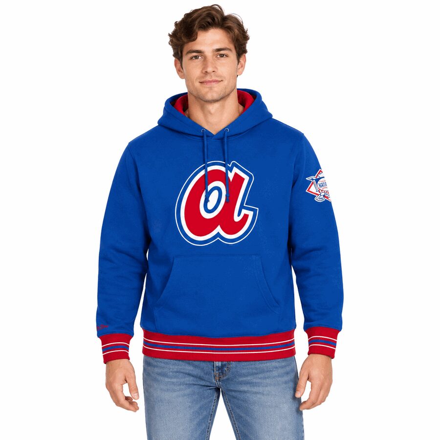 Atlanta Braves Playoff Win Mitchell and Ness Hooded Sweatshirt