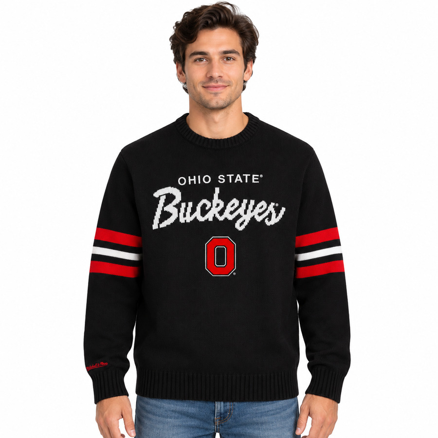 Ohio State Buckeyes Black Mitchell and Ness Head Coach Sweater