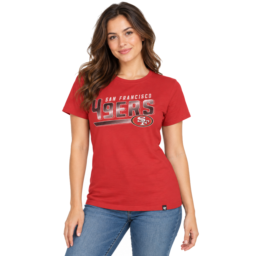 San Francisco 49ers Ladies Racer Red Pep Up Frankie '47 Brand Shirt