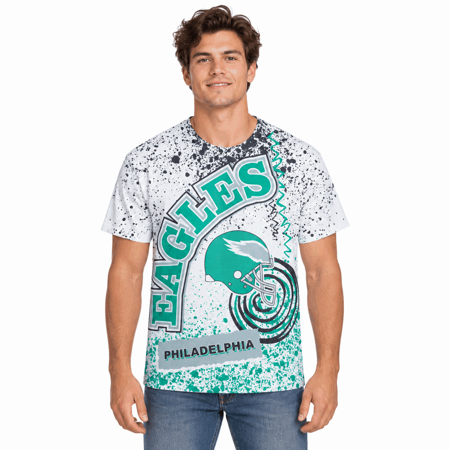 Philadelphia Eagles Retro Team Burst Mitchell and Ness Sublimated Shirt
