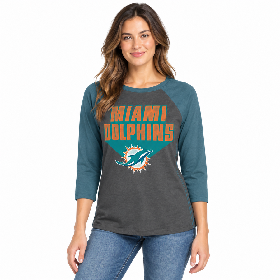 Miami Dolphins Ladies Submarine Jetset Raglan '47 Brand Shirt