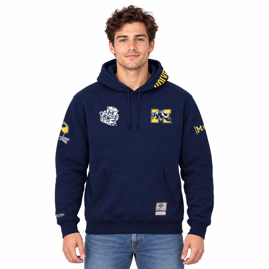 Michigan Wolverines City Collection Mitchell and Ness Hooded Sweatshirt