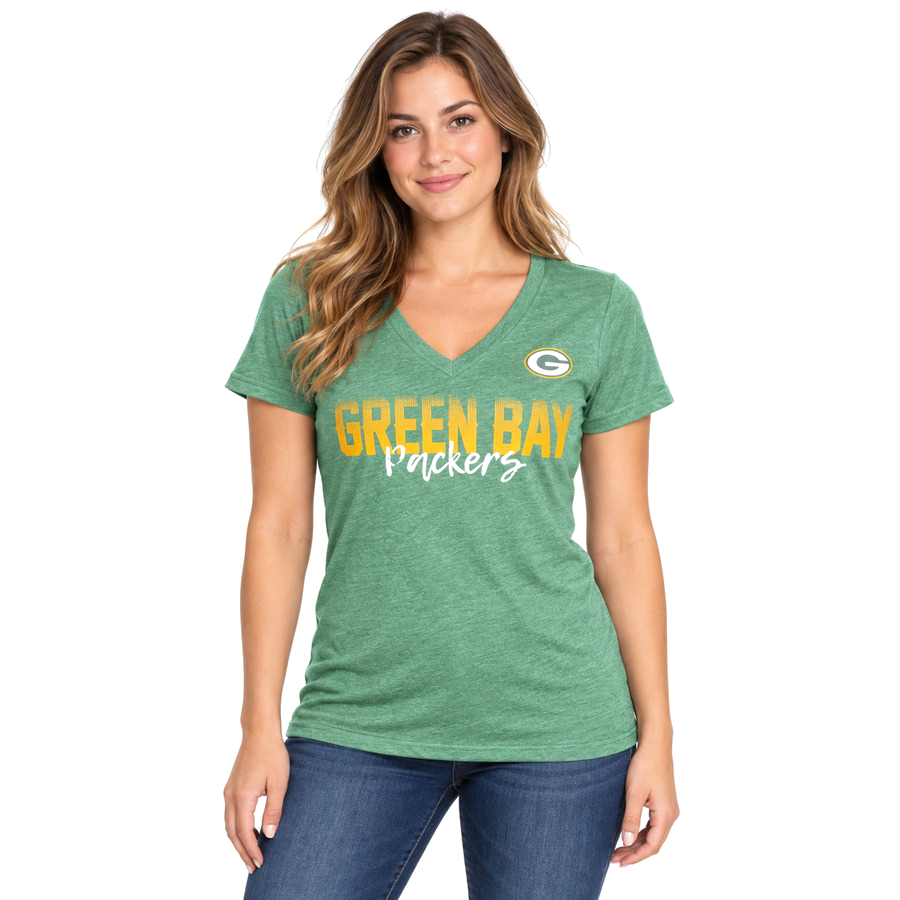 Green Bay Packers Ladies Heather Green Fade g-III Shirt