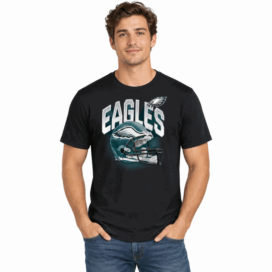 Philadelphia Eagles Charcoal Grey Helmet Tri-Blend Shirt