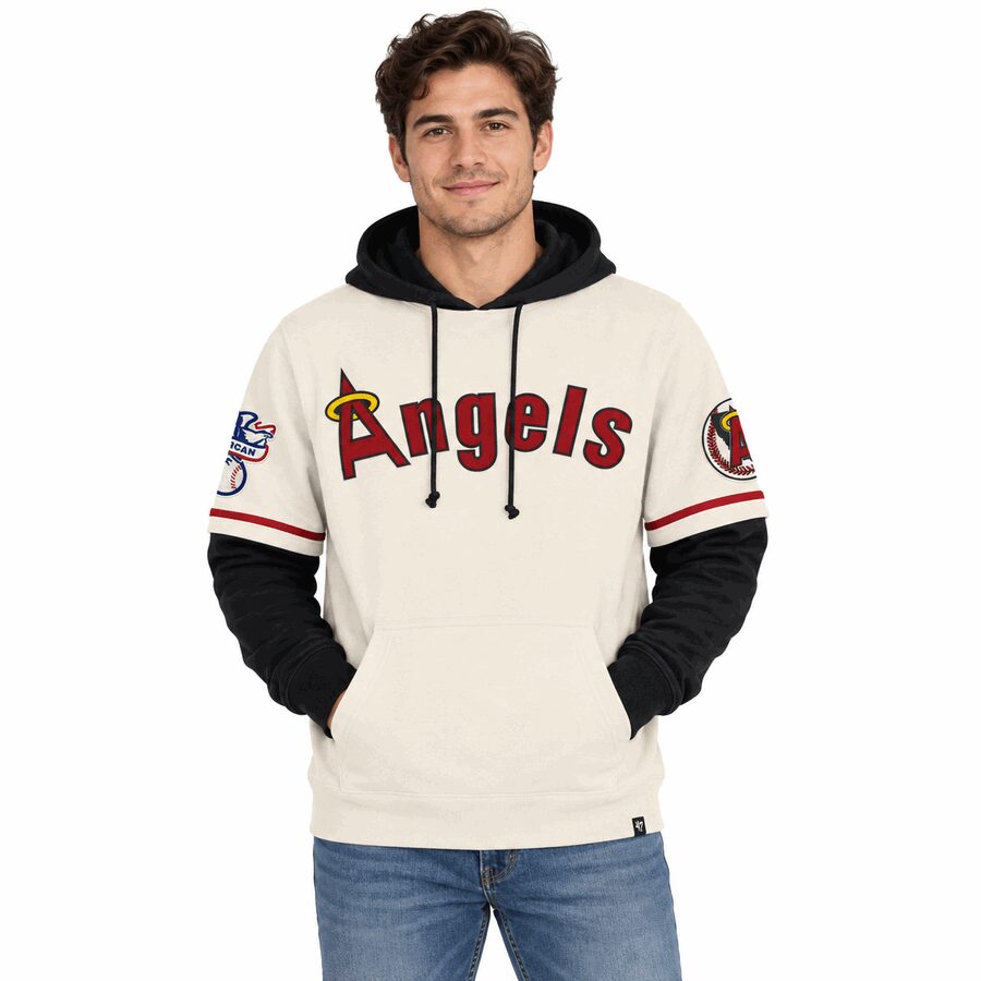 California Angels Cream '47 Trifecta Shortstop Pullover Hooded Sweatshirt