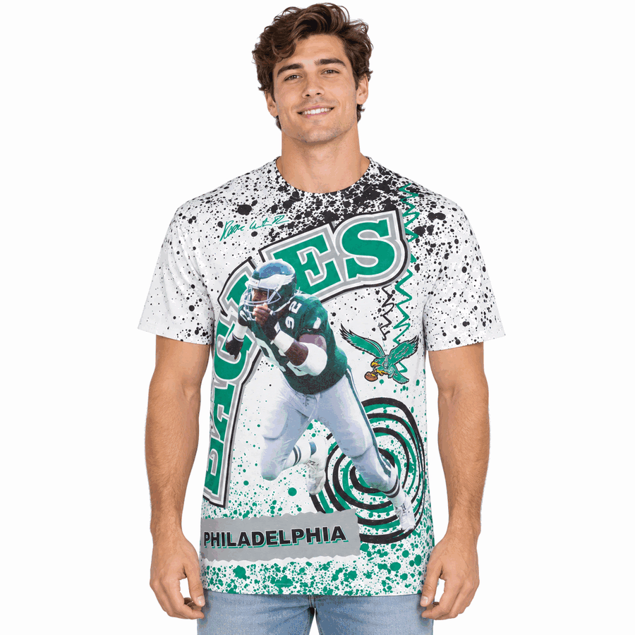 Philadelphia Eagles Reggie White Retro Player Burst Mitchell and Ness Subliminated Shirt