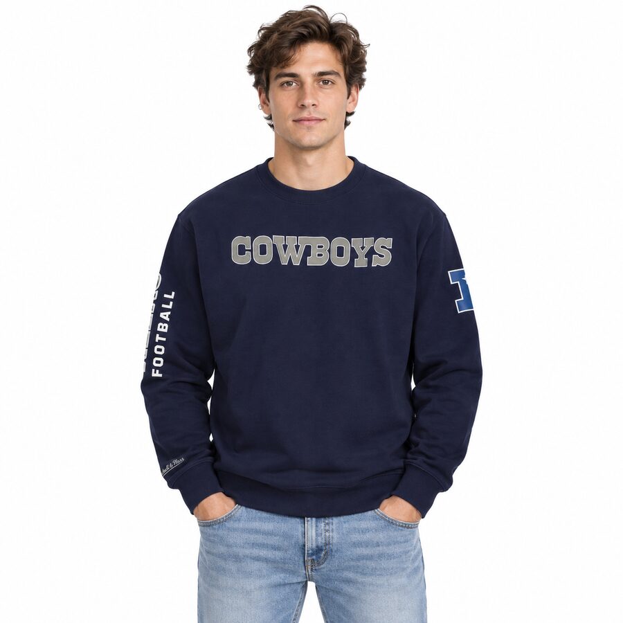 Dallas Cowboys There and Back Mitchell and Ness Crew Sweatshirt