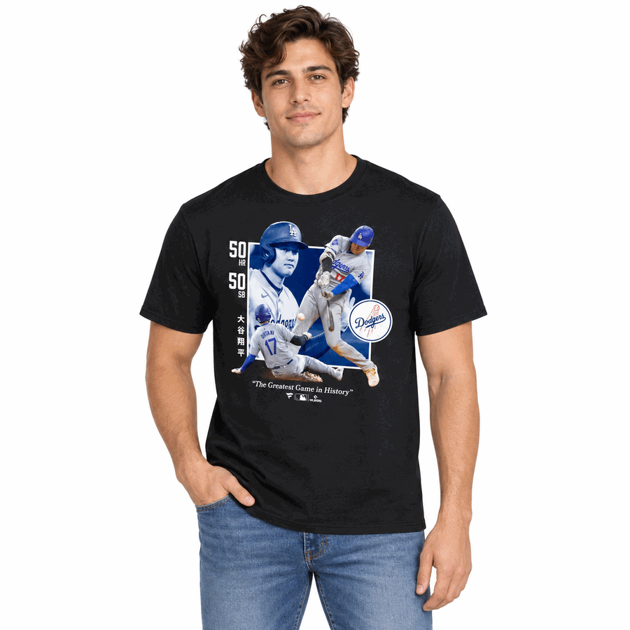 Los Angeles Dodgers Shohei Ohtani Black Official 50/50 Greatest Game Ever Shirt