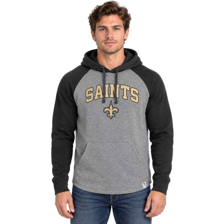 New Orleans Saints Flatlock Raglan Hooded Sweatshirt