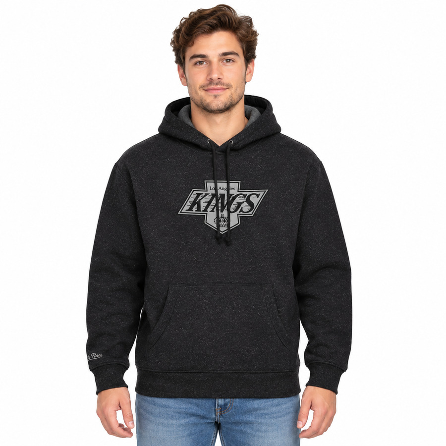 Los Angeles Kings Black Snow Fleece Mitchell and Ness Hooded Sweatshirt