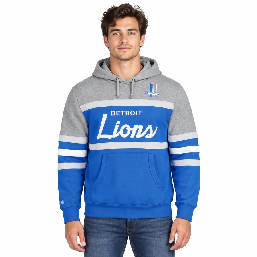 Detroit Lions Retro Script Mitchell and Ness Hooded Sweatshirt