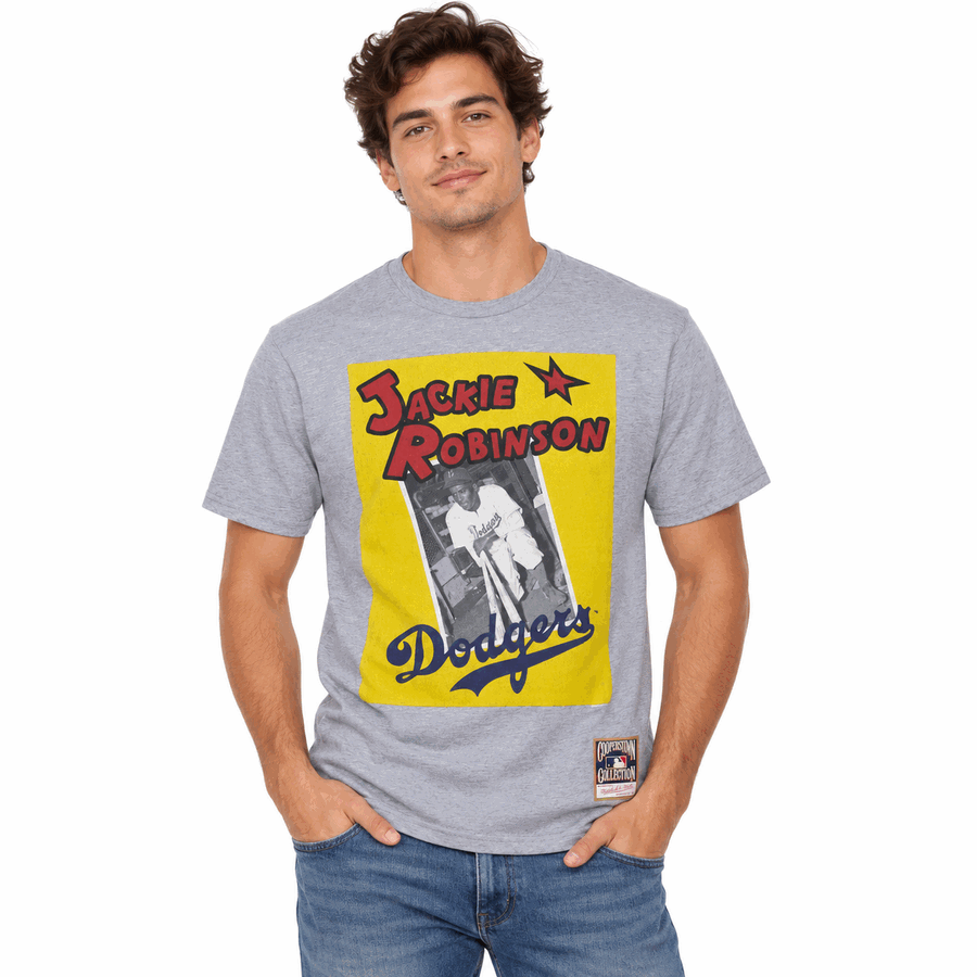 Brooklyn Dodgers Jackie Robinson Grey Mitchell & Ness Cooperstown Collection Shirt