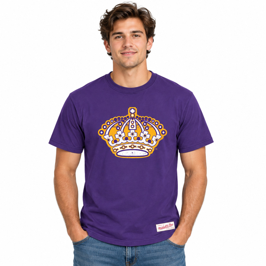 Los Angeles Kings Purple Retro Mitchell and Ness Distressed Shirt