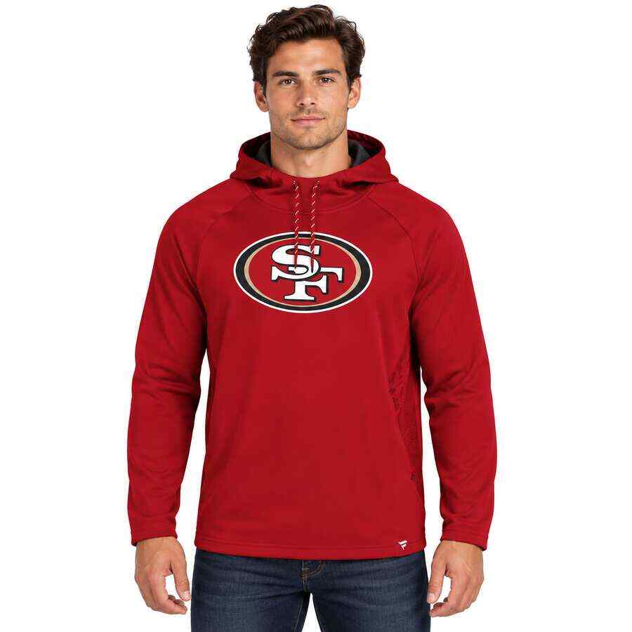 San Francisco 49ers Red Defender Embossed Hooded Sweatshirt 2XL