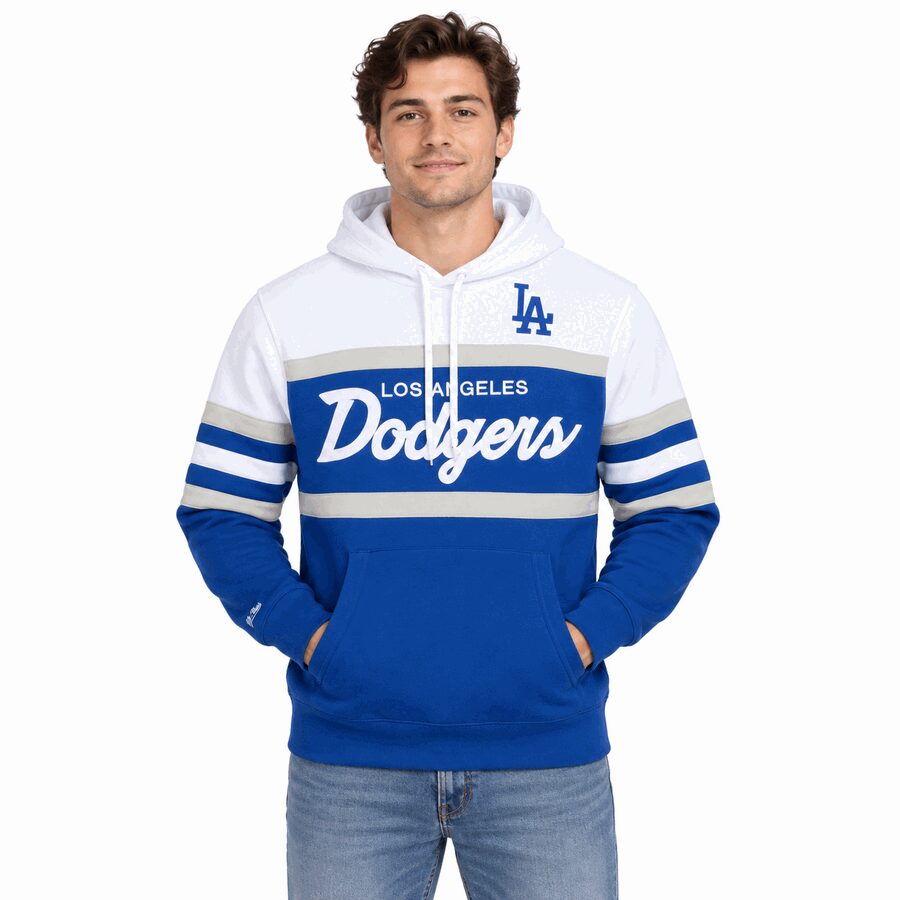Los Angeles Dodgers Head Coach Mitchell and Ness Hooded Sweatshirt