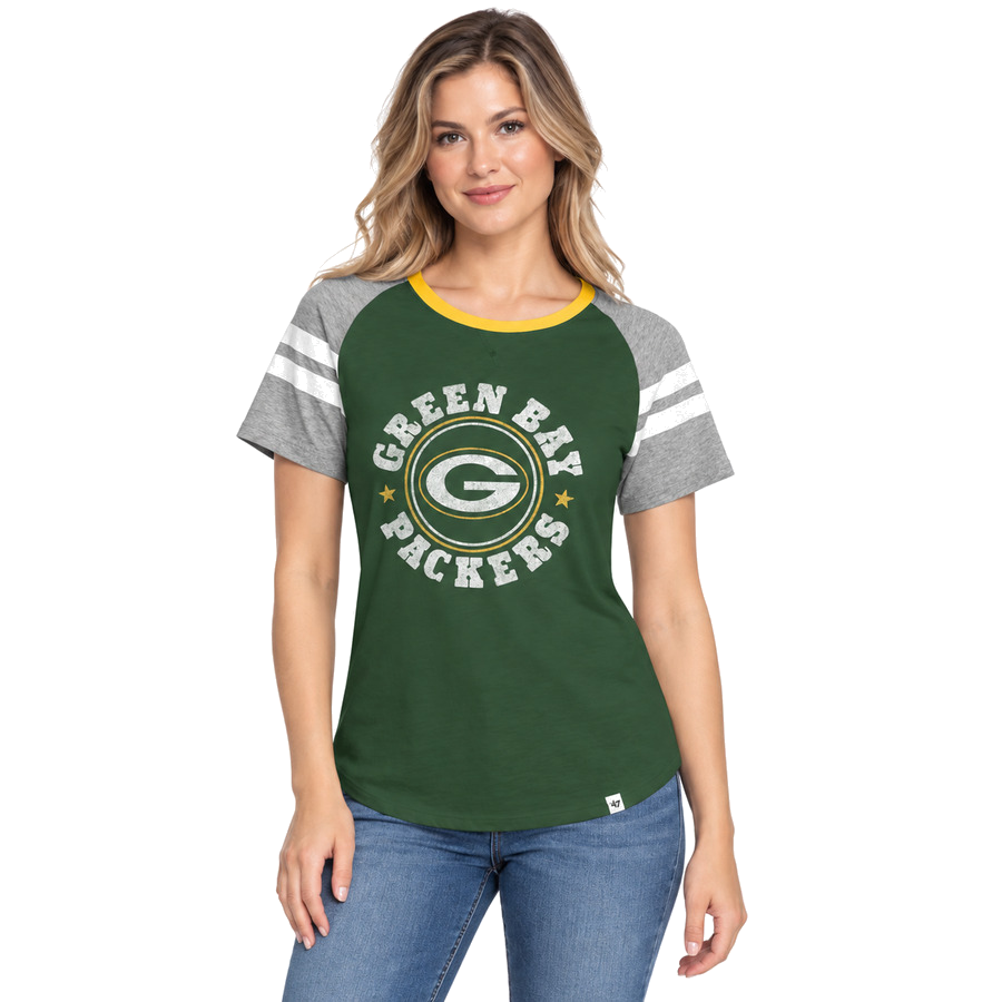 Green Bay Packers Ladies Green '47 Brand Freestyle Raglan Shirt