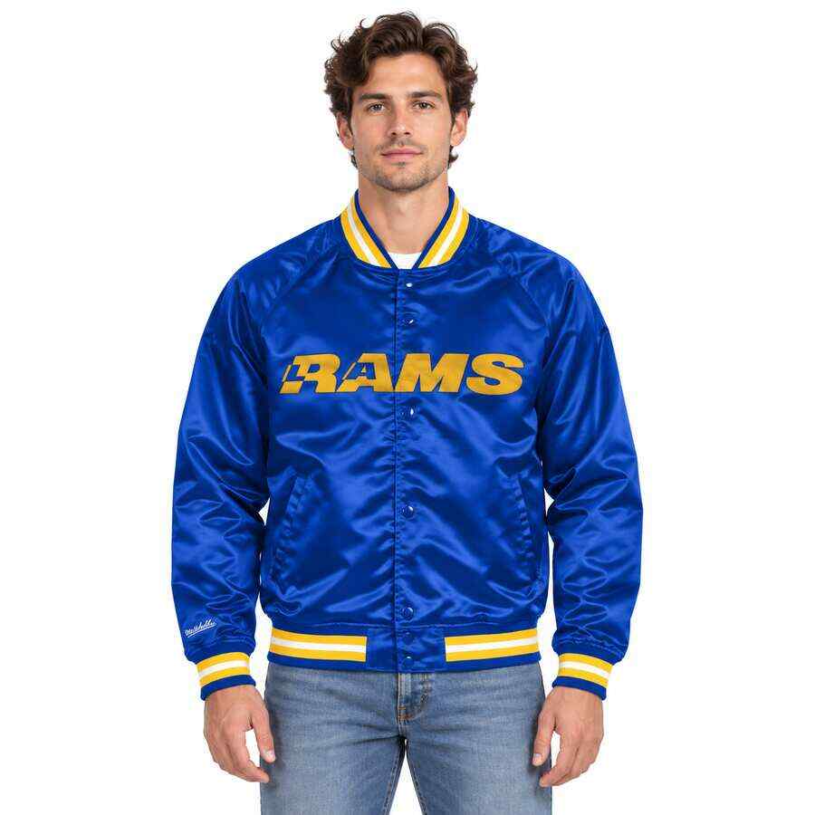 Los Angeles Rams Royal Satin Mitchell and Ness Satin Jacket