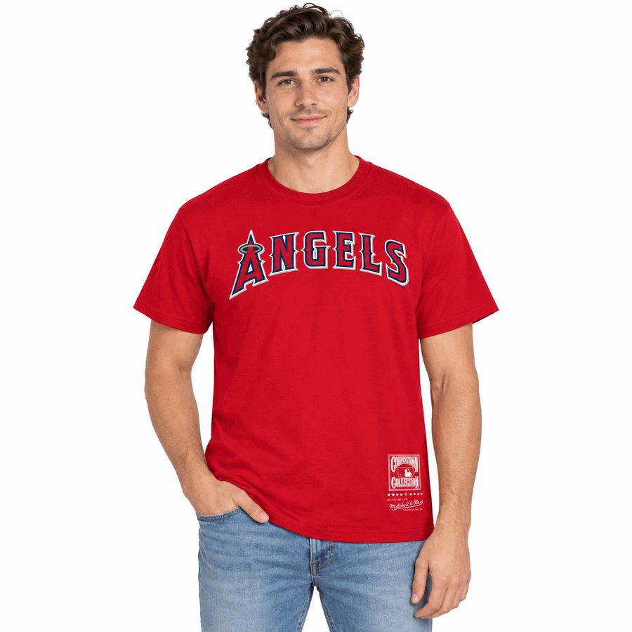 Los Angeles Angels 50th Anniversary Wordmark Retro Mitchell and Ness Shirt