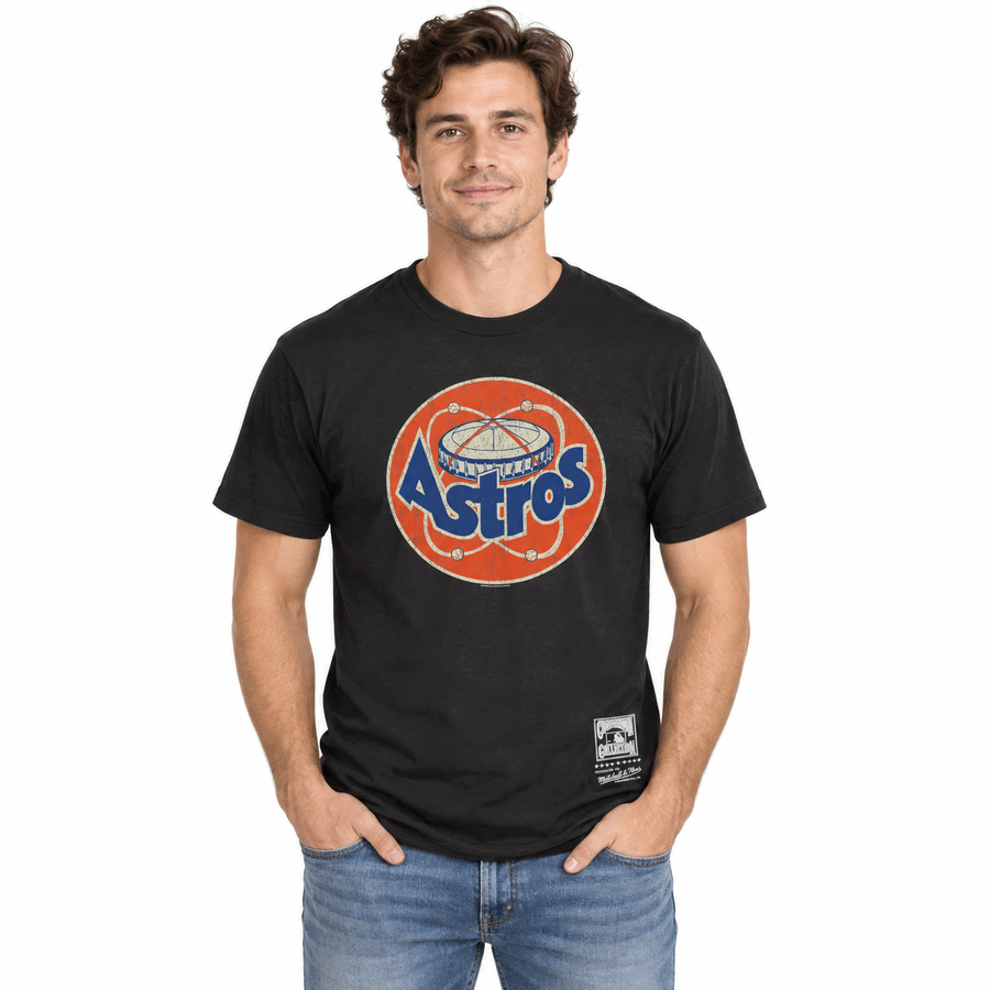 Houston Astros Charcoal Grey Retro Mitchell and Ness Shirt