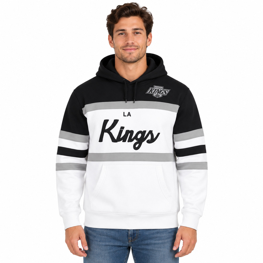 Los Angeles Kings Retro White Script Mitchell and Ness Hooded Sweatshirt