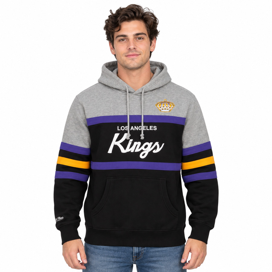 Los Angeles Kings Retro Black Script Mitchell and Ness Hooded Sweatshirt
