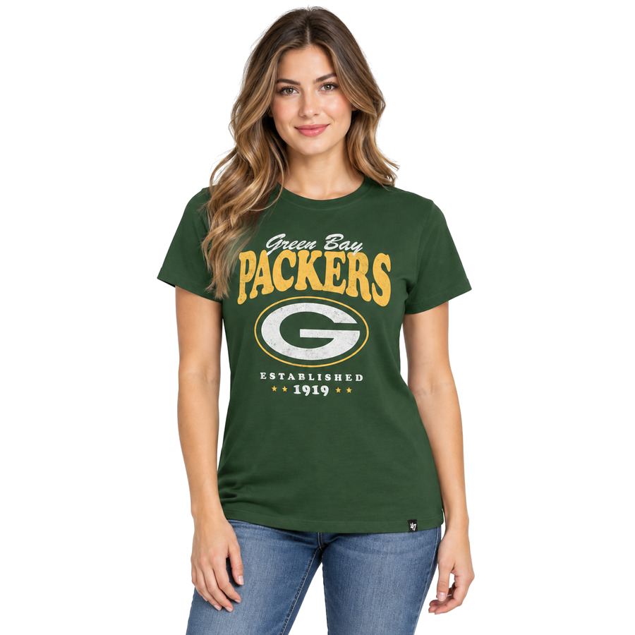 Green Bay Packers Ladies Green '47 Brand Rally Cry Frankie Shirt