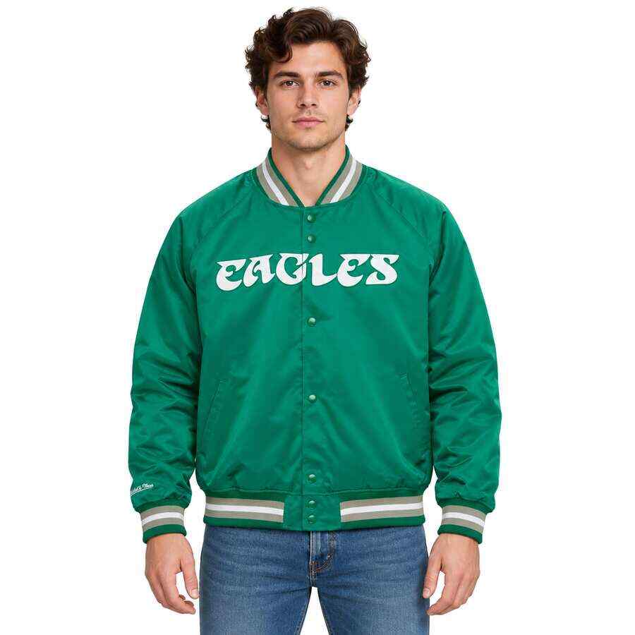 Philadelphia Eagles Kelly Green Mitchell and Ness Satin Jacket