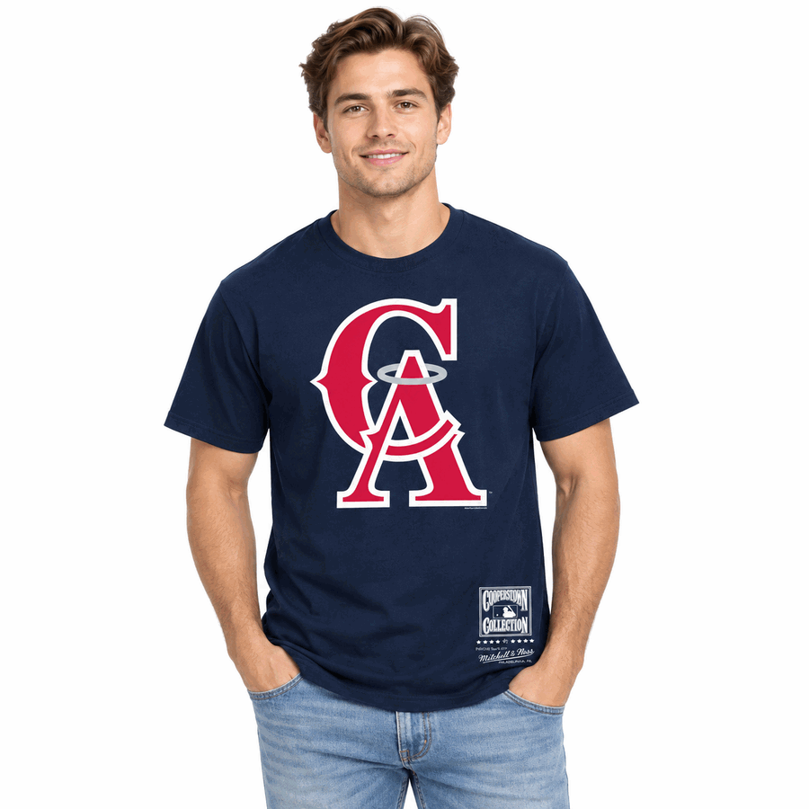 California Angels Navy Blue 1993 Retro Mitchell and Ness Shirt