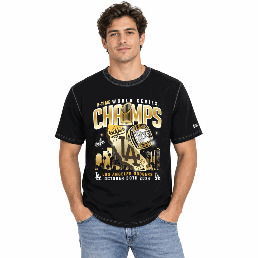 Los Angeles Dodgers 8X World Series Champions Black New Era Shirt