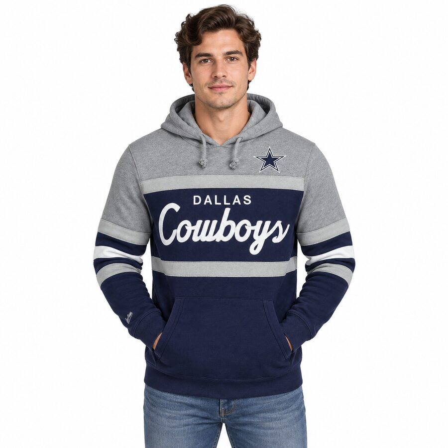 Dallas Cowboys Retro Script Mitchell and Ness Hooded Sweatshirt